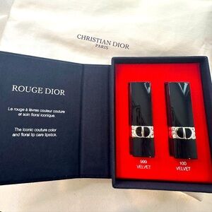 Rouge Dior Lipstick Duo Set - Christian Dior - 999 & 100 - Matte
